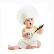 儿童厨师帽围裙套装百天宝宝厨师帽摄影拍照 小厨师衣服