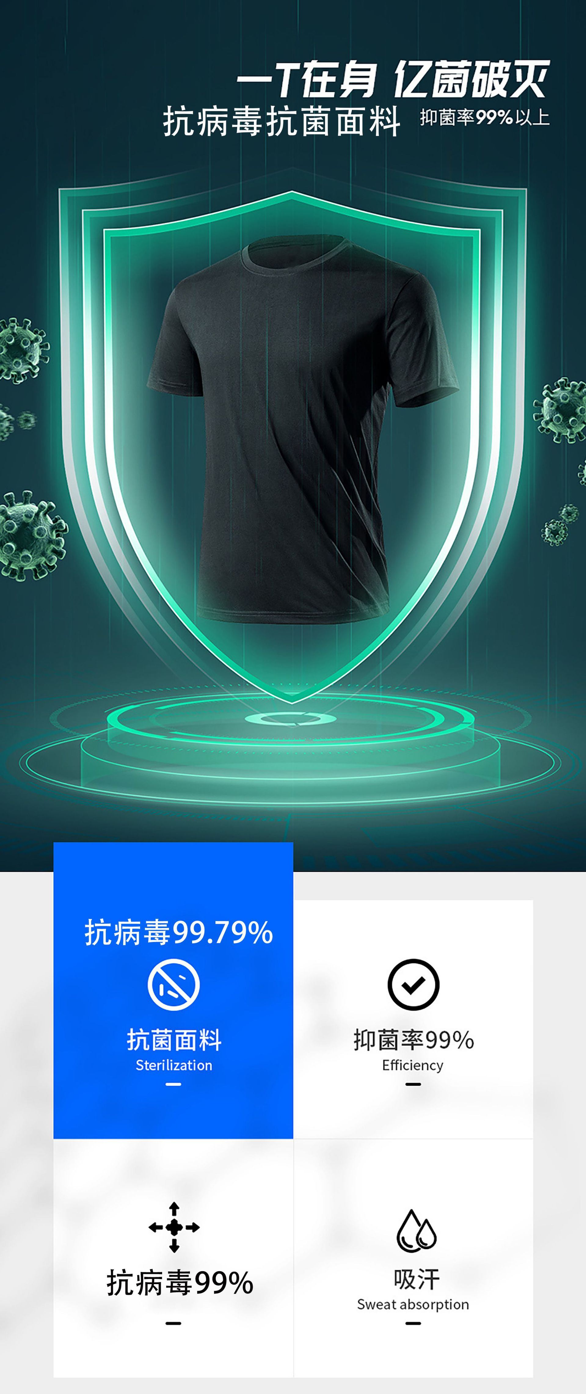 抗菌防病毒面料 除臭吸湿排汗抗菌抑菌纤维面料 防臭功能健康面料