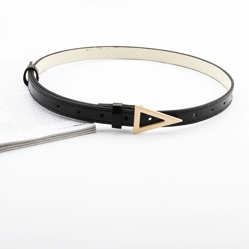 网红新款按扣细腰带三角扣头简约百搭牛仔裤连衣裙长衫装饰皮带