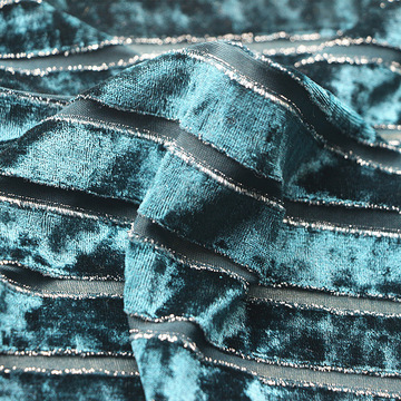 金钻绒针织纬编抽条仿烂花条银丝韩国绒弹力钻石绒不倒绒金钻绒布