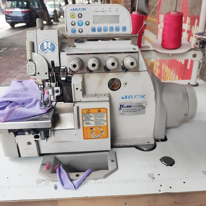二手电脑锁边机杰克四线包缝服装自动剪线高速直驱缝纫薄厚料拷边