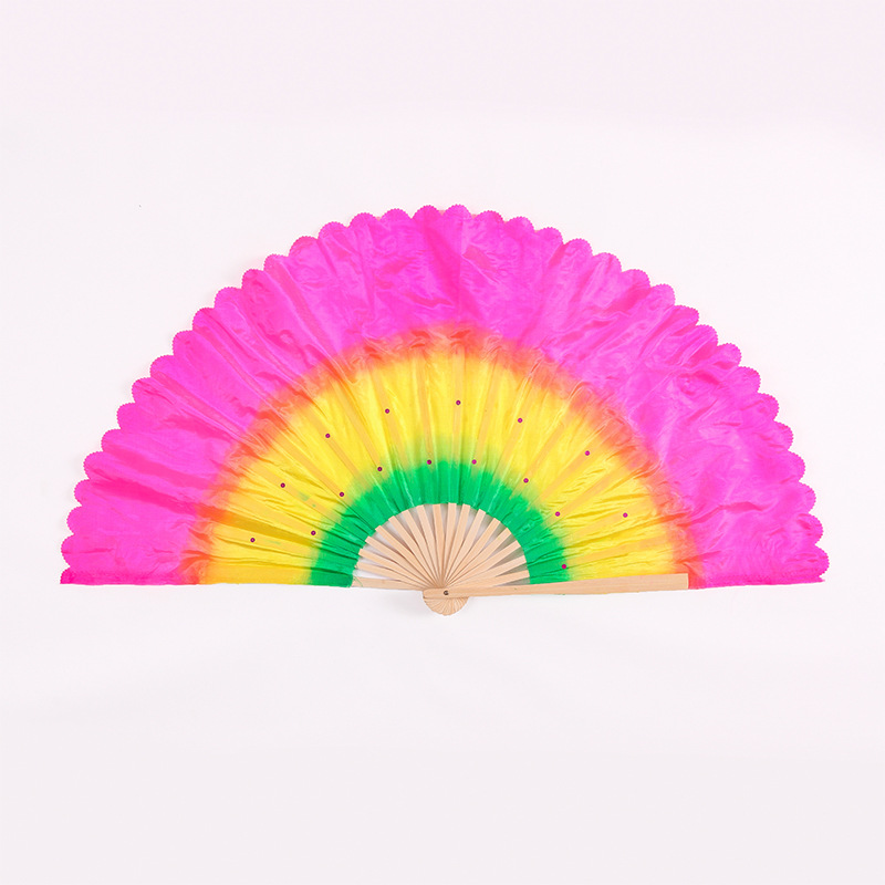 扇子舞蹈扇演出彩虹渐变古典中国风东北二人转扭秧歌广场舞折扇
