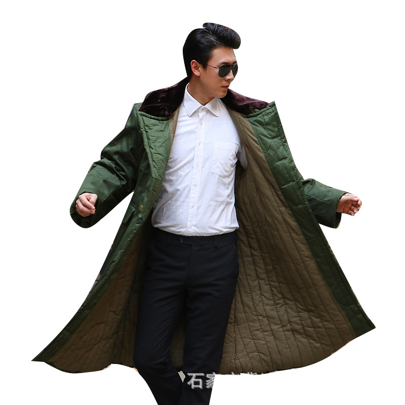 冬季绿色军大衣毛领劳保救灾军大衣保暖工作服抗寒冷库防寒服批发