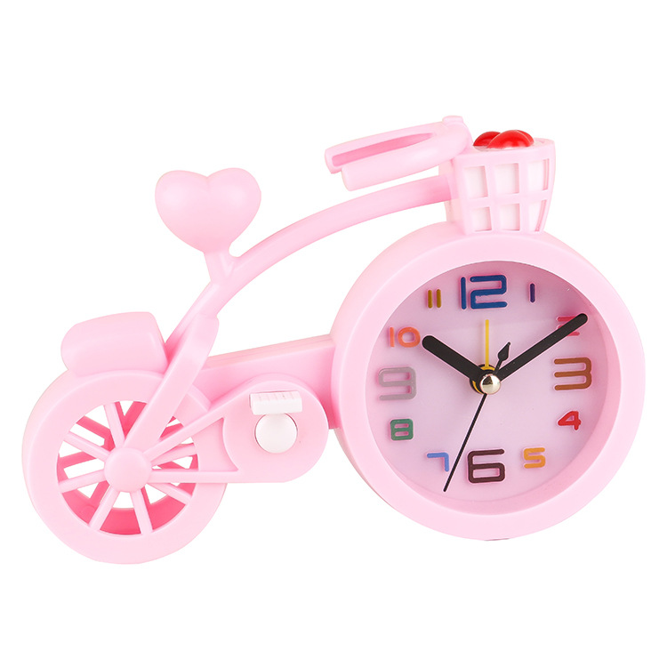 Creative Candy Color Bicycle Alarm Clock Student Bedroom Study Clock Decoration Children Bedside Lazy Gift Alarm Clock