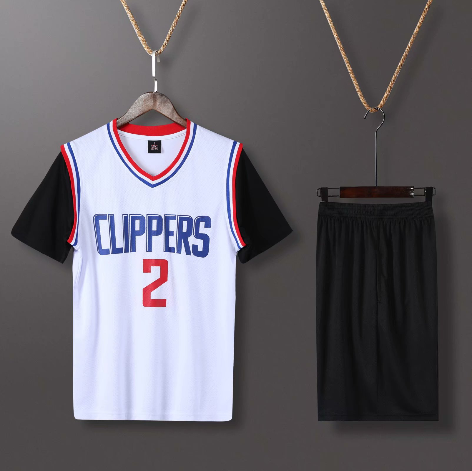 快船队2号伦纳德球衣短袖篮球比赛队服假两件训练篮球服定制印字