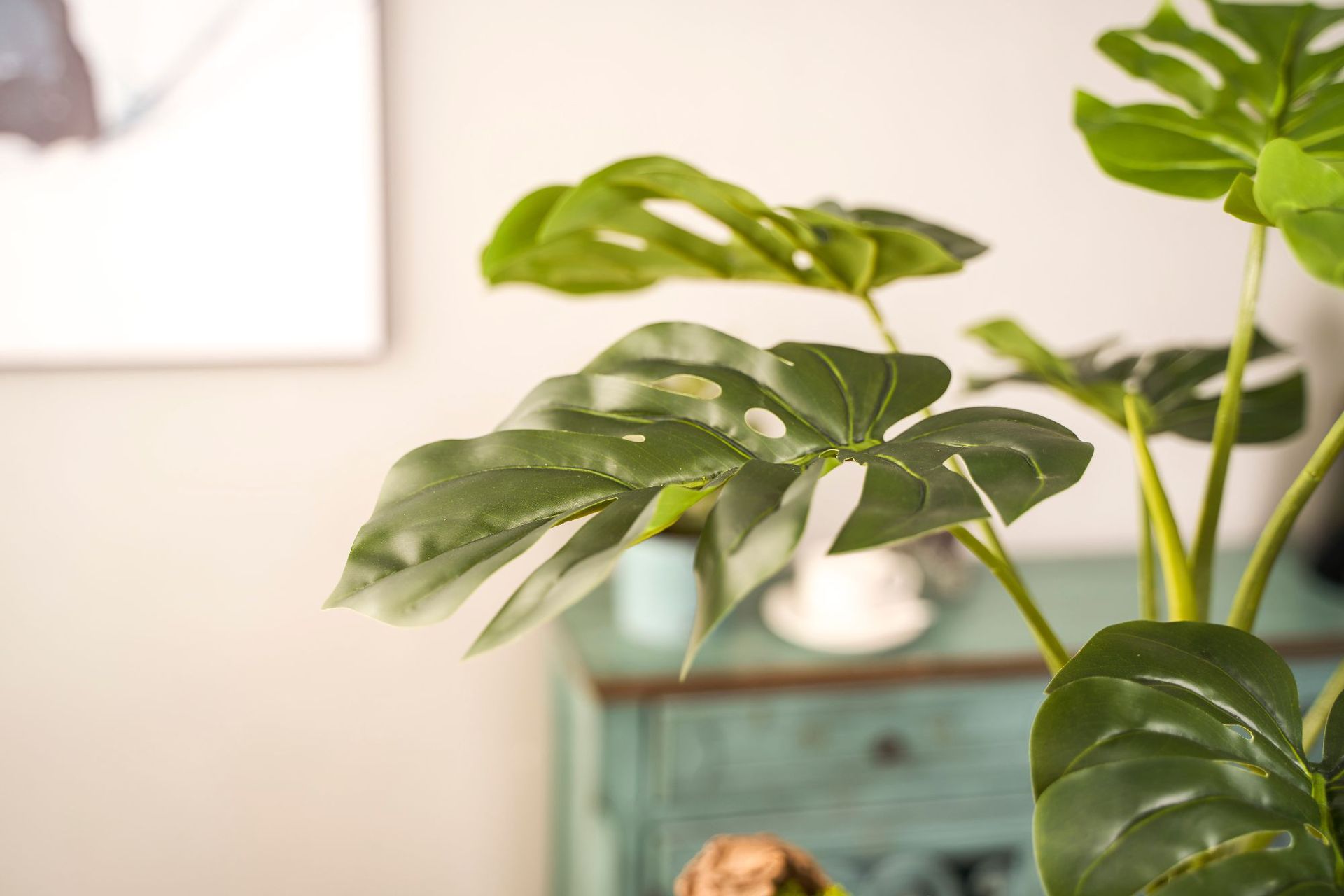 仿真龟背竹 绿化装饰 滴水观音假植物软装 假树造景材料工厂直销