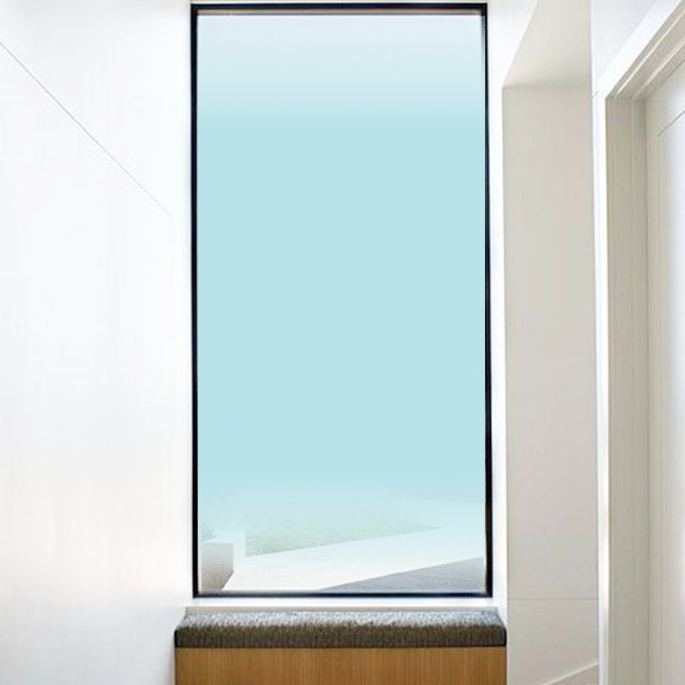 双向喷砂渐变蓝护栏玻璃办公室装饰玻璃膜玻璃贴纸