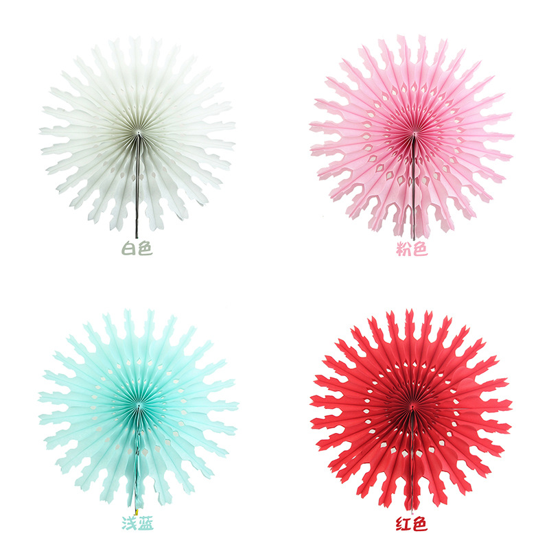 厂家直销羊角纸扇花 橱窗背景布置派对装饰手工折纸花扇23色清仓