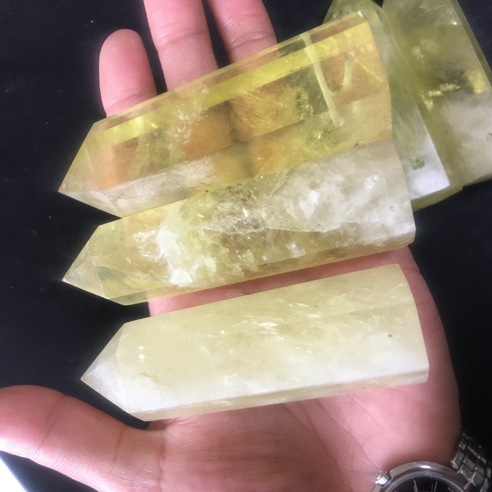 天然黄水晶柱子黄水晶六棱 消磁能量石居家办公摆件矿物标本原石