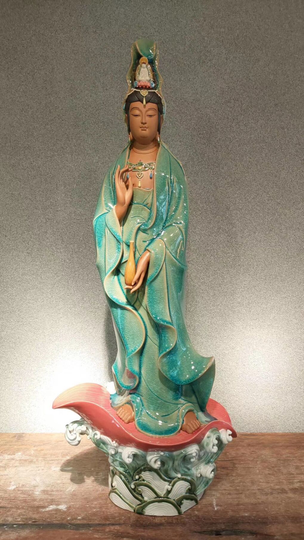 净瓶观音菩萨普渡慈航佛像摆件中式陶瓷装饰石湾公仔