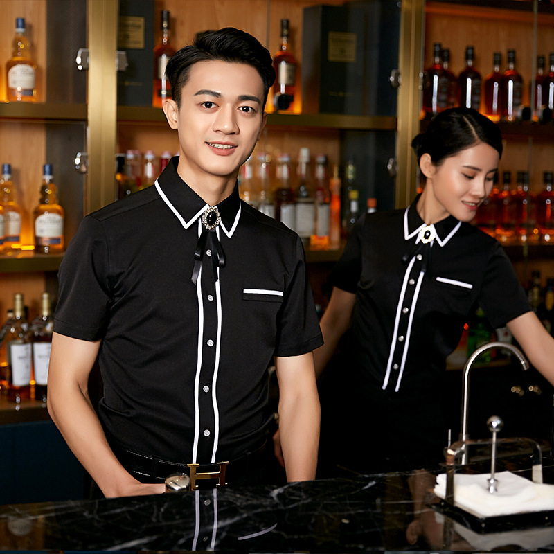 夜场ktv酒吧服务员工作服短袖会所ktv少爷传送服装夏款餐饮工作服
