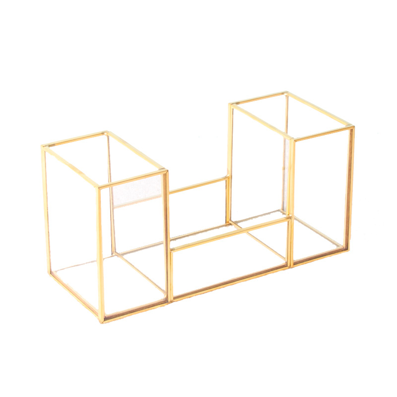 Brass and Glass Cosmetic Organizer - Image 2