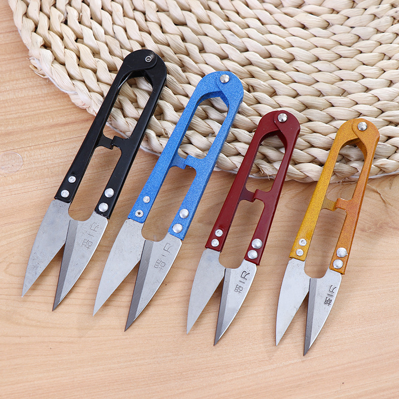 正品胡一刀纱剪u形线剪义乌2元店家用十字绣剪刀弹簧纱剪厂家直销