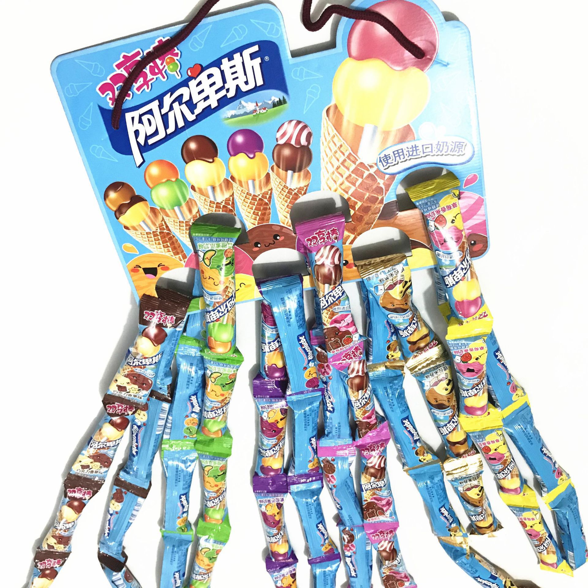 阿尔卑斯双享棒棒糖 16克*48支混合口味装儿童糖果 休闲零食硬糖