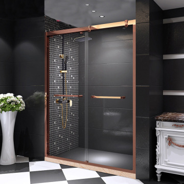 卡思敦一字形推拉门金色隔断浴室干湿分离玻璃门卫生间冲凉淋浴房