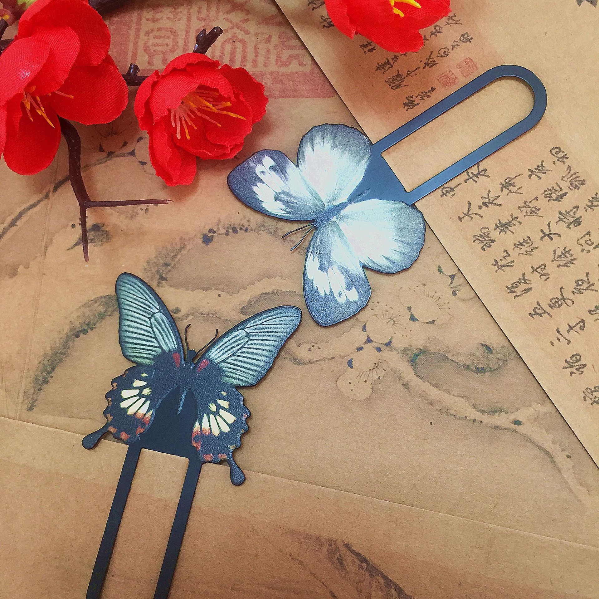 韩国人气文具 韩版可爱蝴蝶书签 精致礼物动物书签 金属书签定制