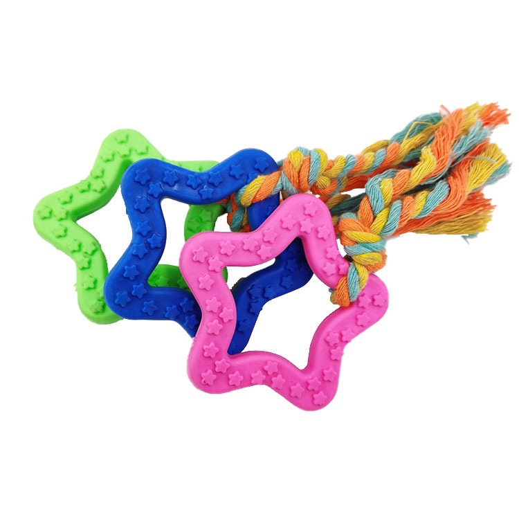 Creative Pentagram Pet Ring TPR Cotton Rope Toys Dog Bite-Resistant Molar Training Toys Factory Wholesale