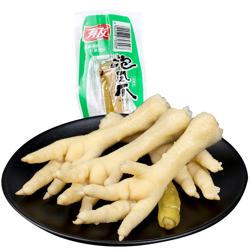 有友山椒凤爪单个装鸡爪子32g散装休闲零食小吃泡椒凤爪大包装