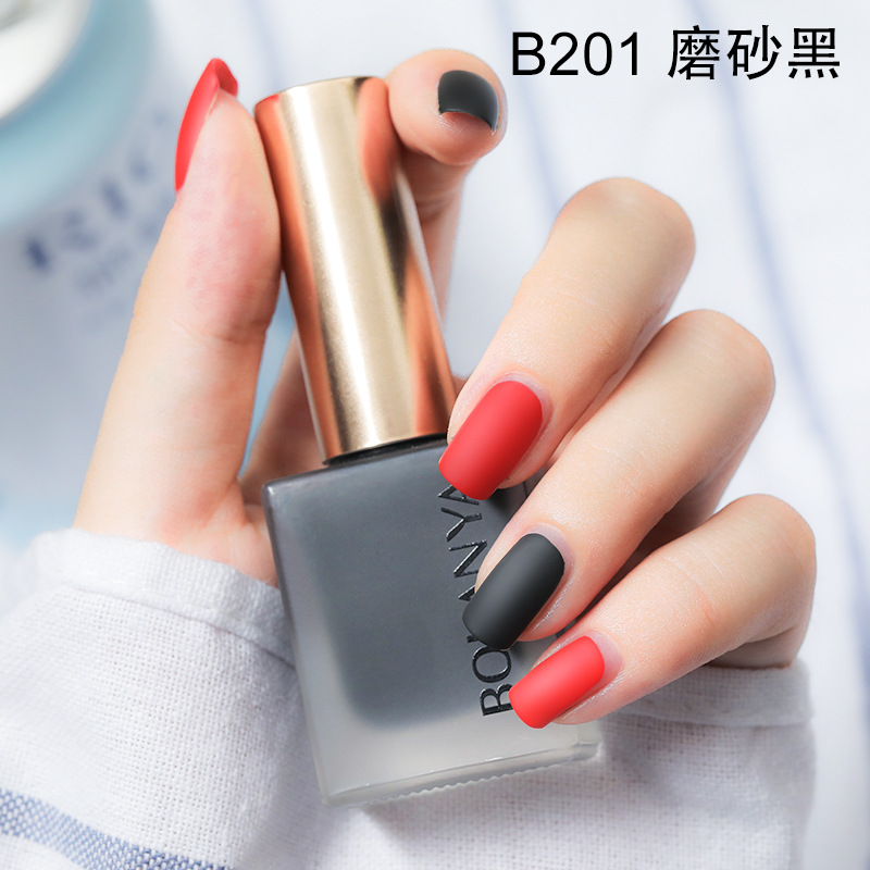 Water based baking free matte scrub nail polish, non peelable, quick drying, mist surface, durable nail polish