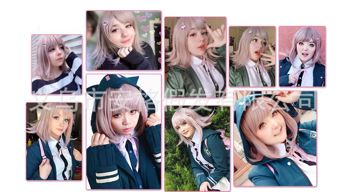 『安格』cos假发 弹丸论破七海千秋假发收脸反翘假毛带发夹现货批