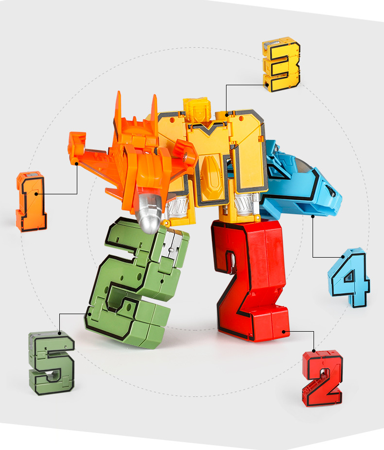 数字变形玩具金刚战队机器人合体方块男孩0到9儿童字母恐龙全套装