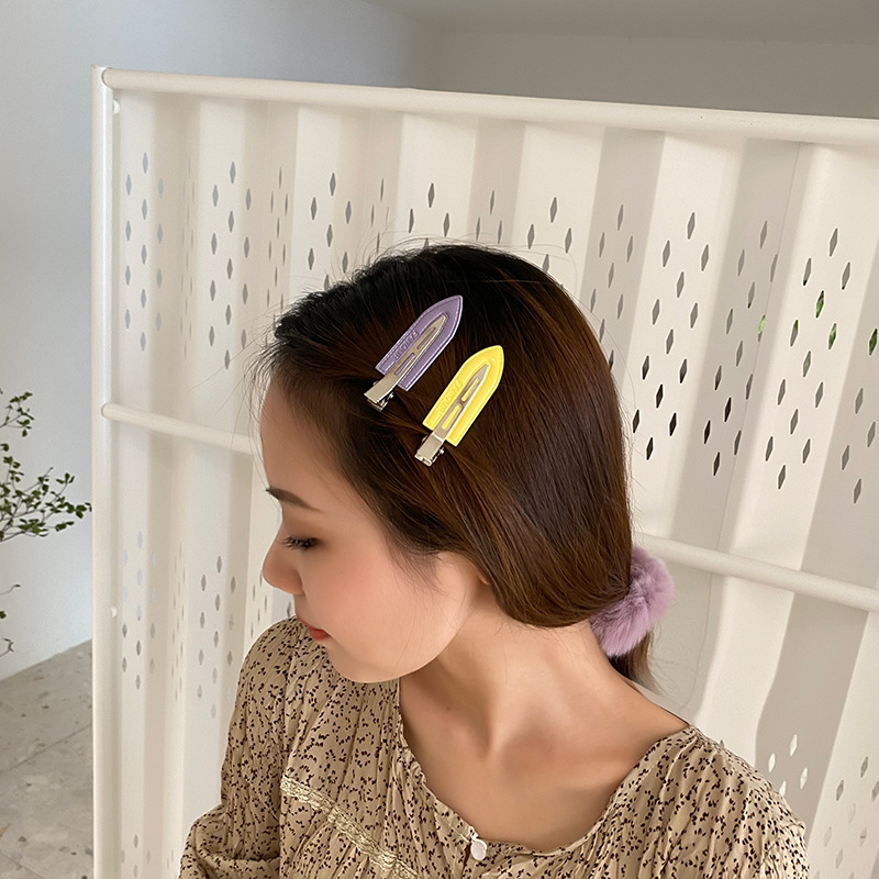 皮质无痕发夹发卡彩色网红化妆洗脸用碎发边夹少女刘海夹子f114