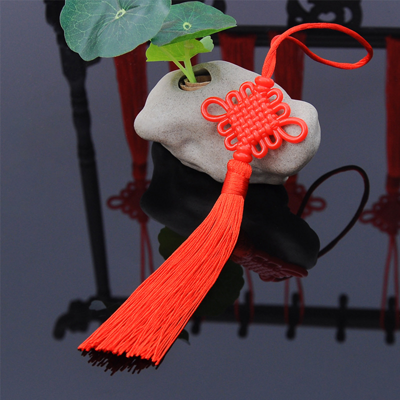 现货方胜结成品挂件中国结流苏小号挂件塑料中国结喜庆挂饰批发