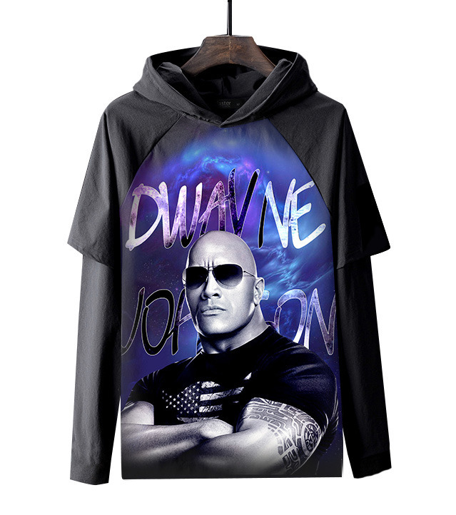 巨石强森春夏新款rock长袖t恤亚马逊跨境3d印花周边衣服yd19