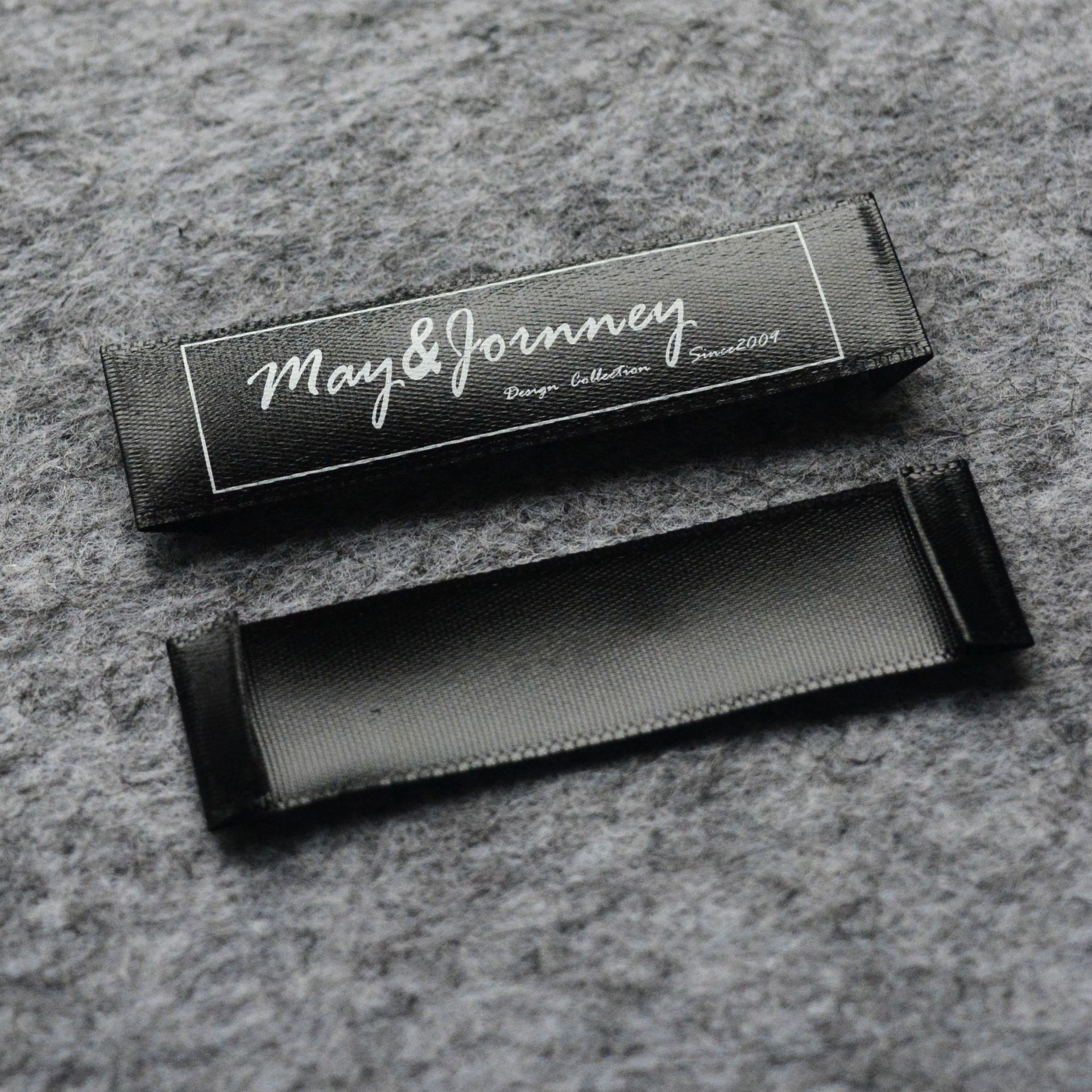 祥柯厂家定做高档服装全棉丝印领标 缎带衣领标 主标 环保不褪色