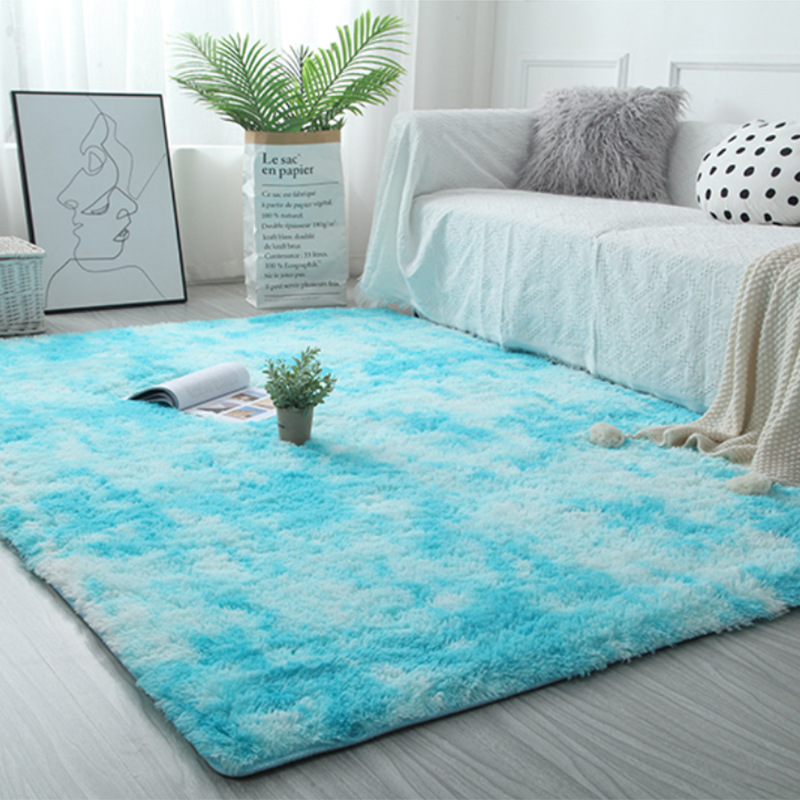 Cross-Border Vacuum Variegated Tie-Dye Gradient Carpet Bedroom Living Room Coffee Table Pad Internet Celebrity Long Wool Washed Full Shop Can Be Used for Hair Generation