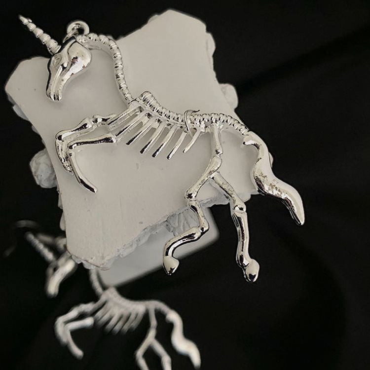 独角兽骨架项链ins日韩百搭网红街头土酷蹦迪嘻哈酷帅男女潮吊坠