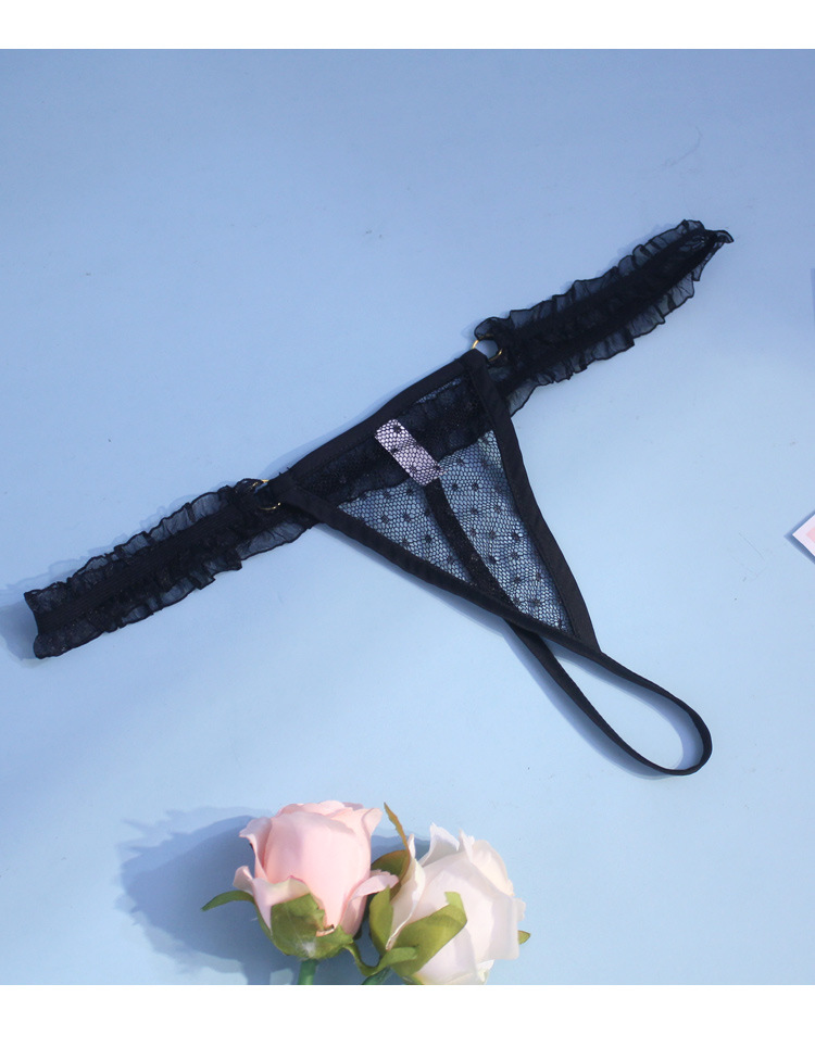 欧美透明丁字裤女士情趣镂空透视内内可仙性感蕾丝网t字型内裤