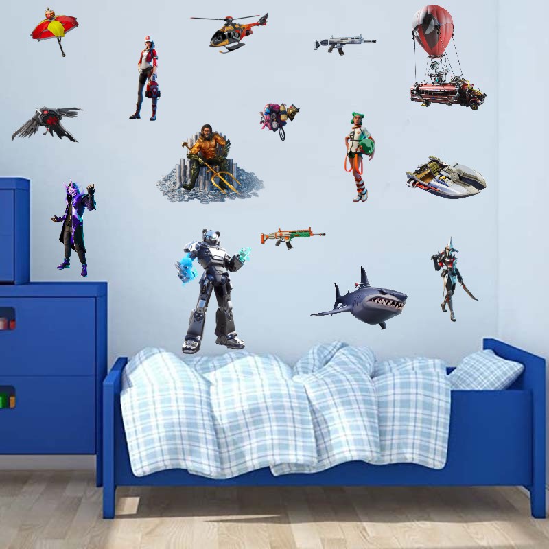 新款堡垒之夜游戏墙贴客厅男孩卧室pvc墙面涂鸦欧美卡通动漫贴纸