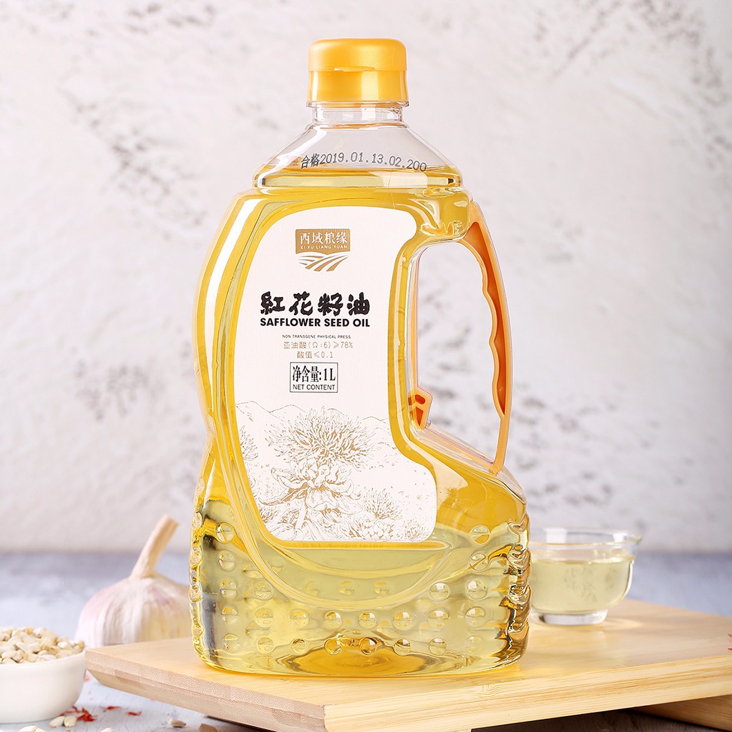新疆西域粮缘红花籽油1l/桶低温物理压榨富含亚油酸78%食用油