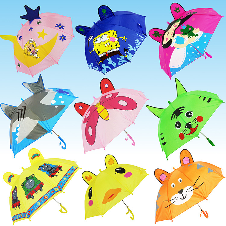 Frog Children's Umbrella Sun Protection Rain Cover Gift Customization Advertising Umbrella Children's Day Ear Umbrella Kindergarten Gifts Long Umbrella