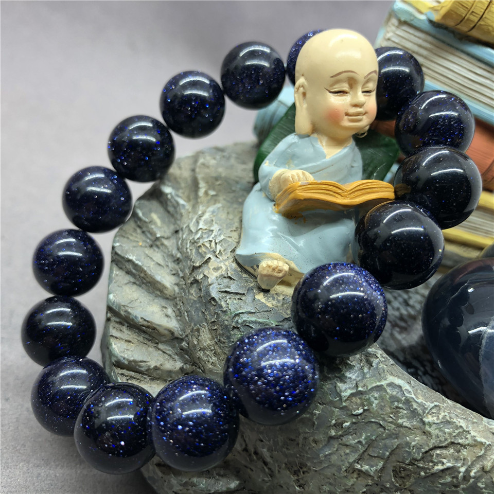 天然蓝砂石圆珠手链批发 6/8/10/12mm手工制作女士手串礼物速卖通