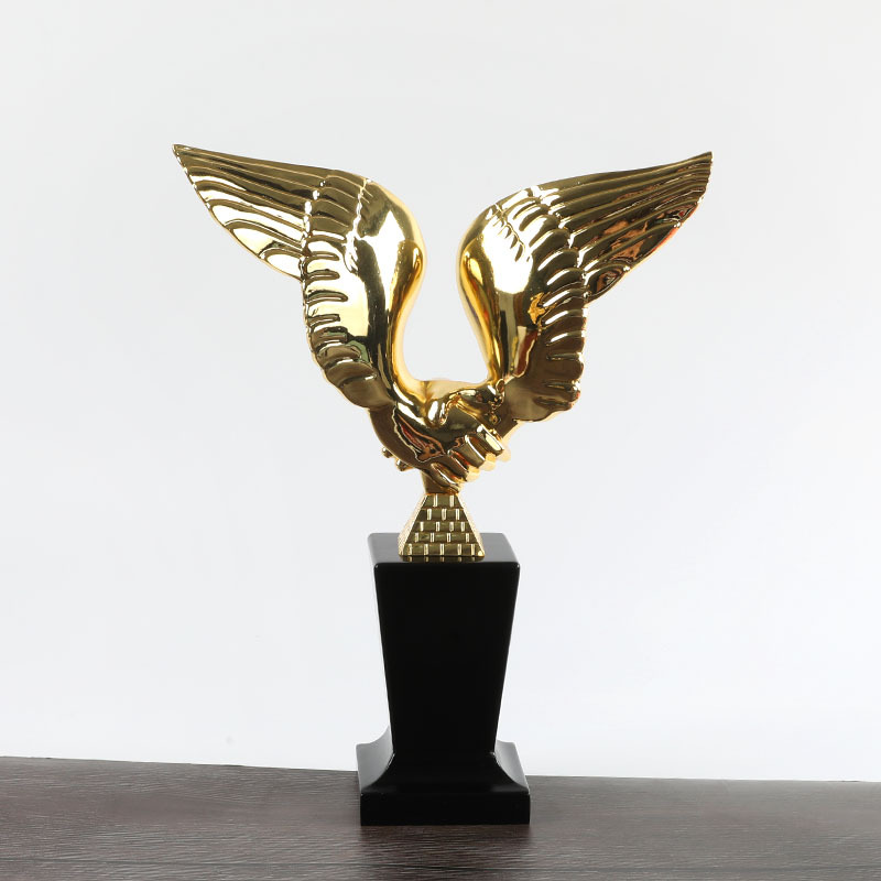 金属 握手翅膀水晶 奖杯 文艺比赛颁奖纪念 奖杯可 logo-阿里巴巴