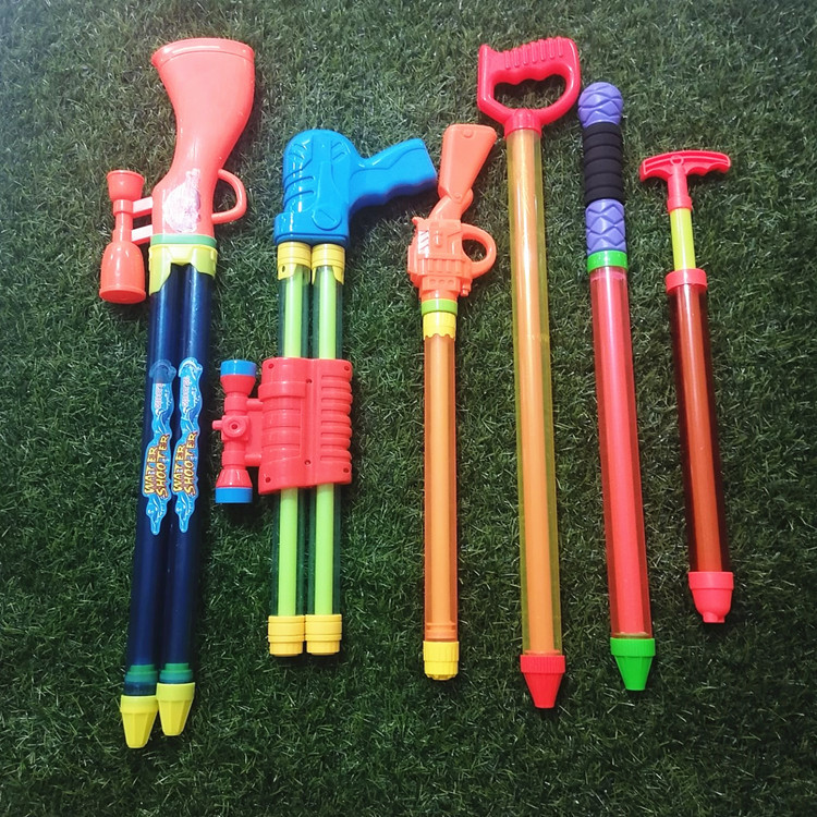 儿童抽拉式加长款水枪透明水抽水炮漂流水枪戏水沙滩地摊玩具批发