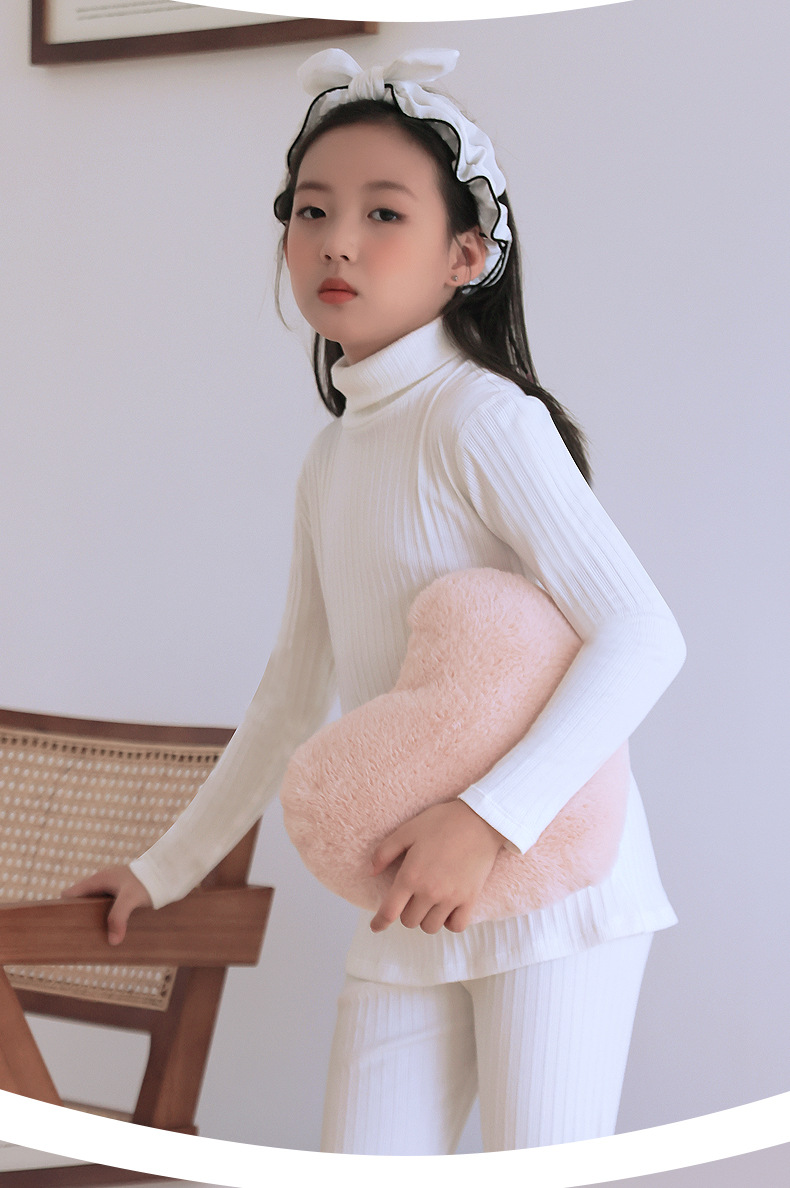 森之鼓秋冬款2020儿童高领毛衣女童保暖内衣套装女孩打底秋衣