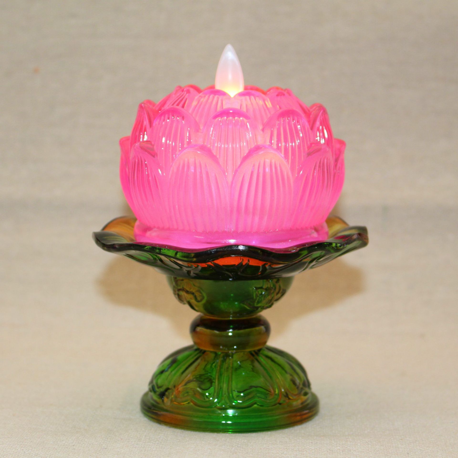 七彩莲花飘飘烛 仿真摇摆蜡烛灯 佛堂寺庙七彩供灯琉璃电池长明灯