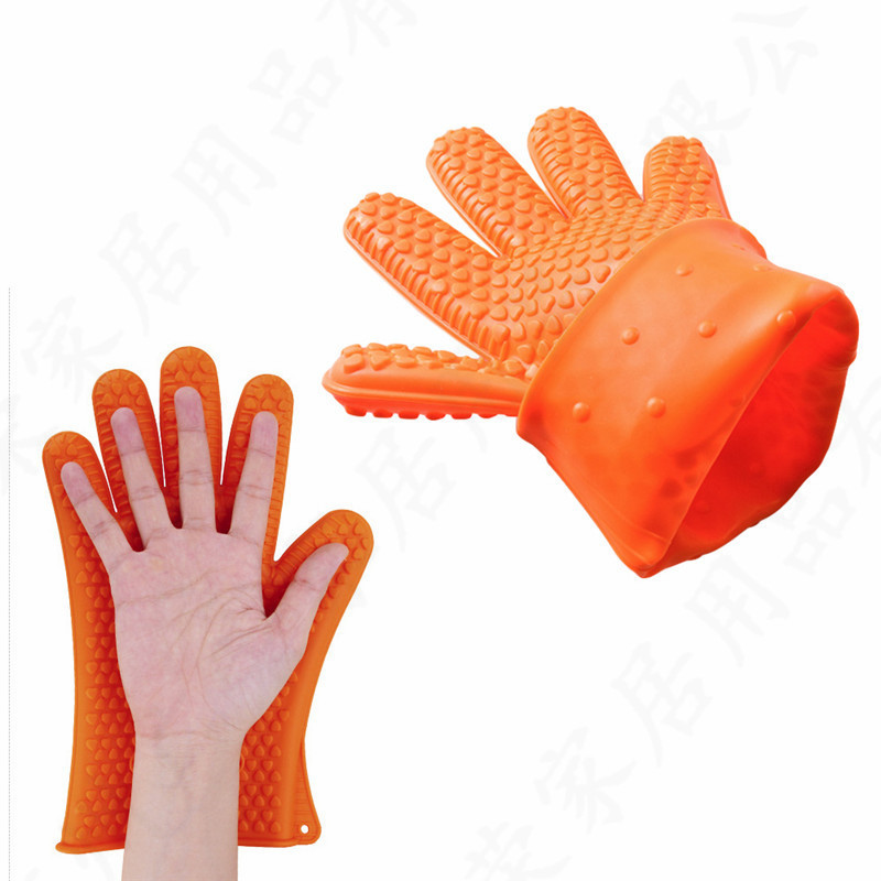 烘焙用品隔热防滑硅胶手夹工具炫彩耐高温环保五指套加厚防烫手套
