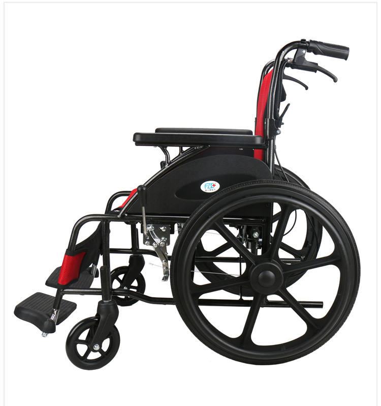 fzk 富士康铝合金轮椅中轮折背轮椅可折叠轻便免充气老年人轮椅