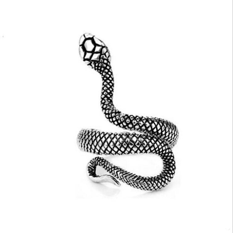 Cross-Border Simple Jewelry European and American Retro Snake Ring Opening Winding Glasses King Snake Ring Men's and Women's Accessories