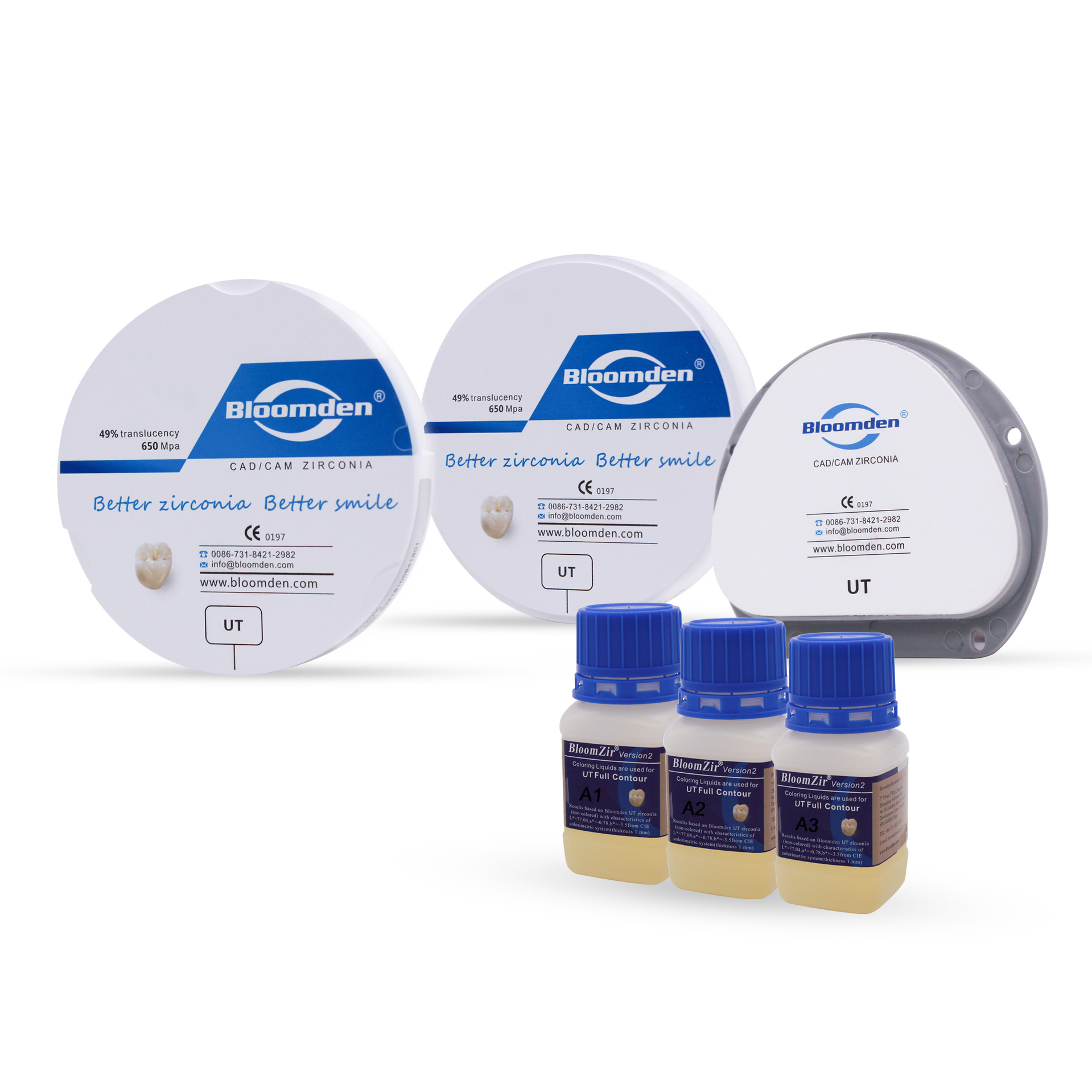 鹏登bloomden ut 极透 氧化锆陶瓷块 牙科材料 全瓷牙 前牙