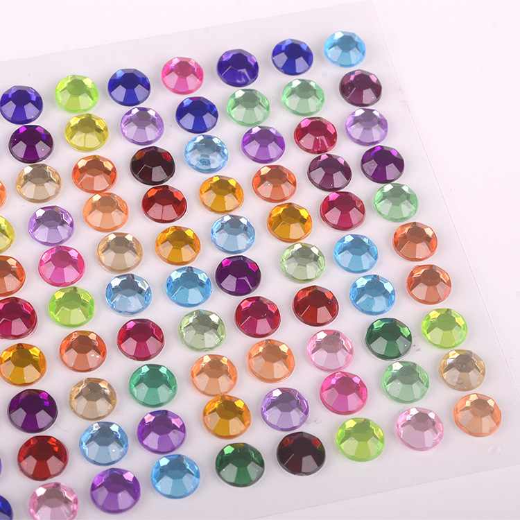 6mm160颗彩色钻石贴纸儿童宝石贴纸亚克力水钻贴