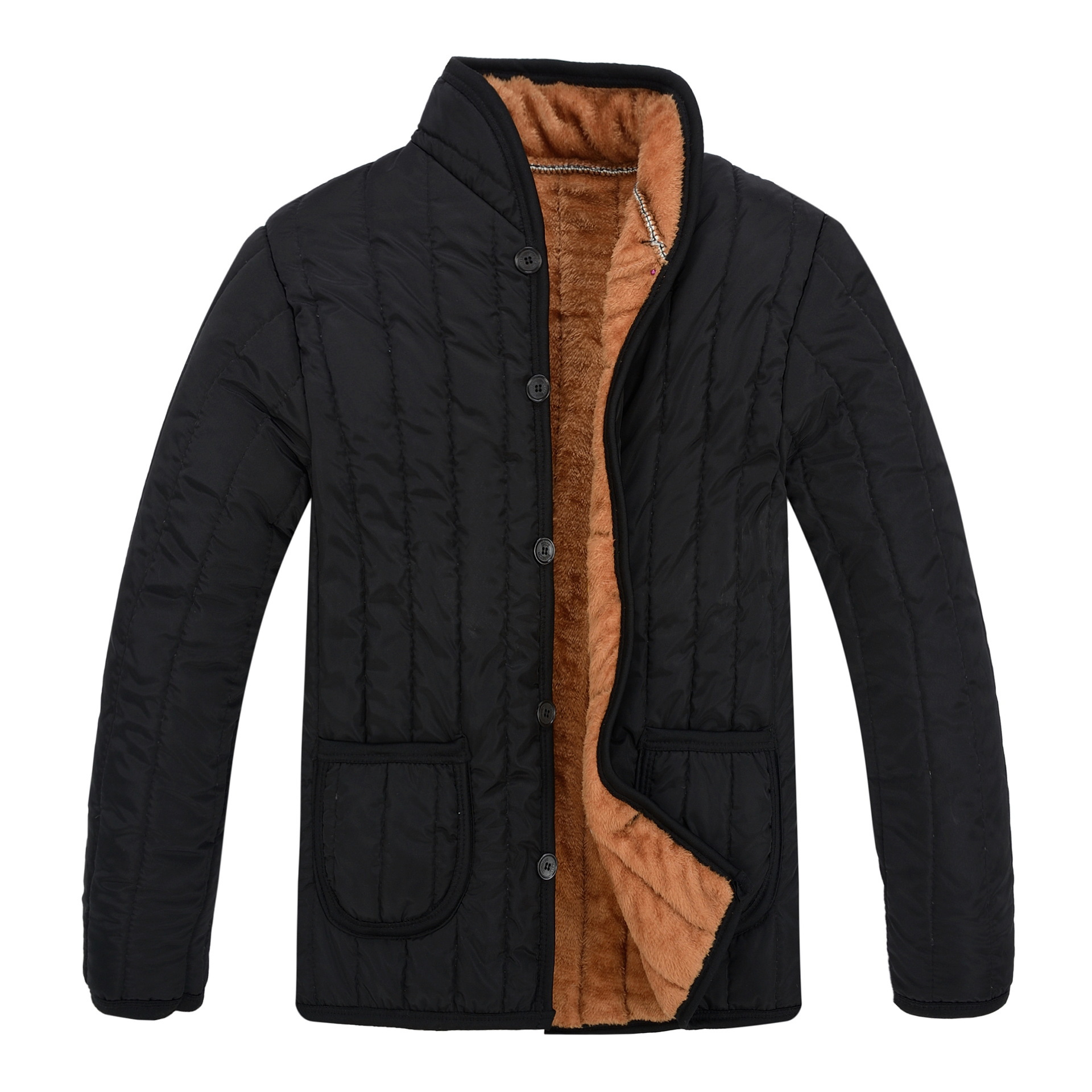 冬季中老年棉衣男加绒加厚款中年男装棉服老年人棉袄爸爸驼绒外套