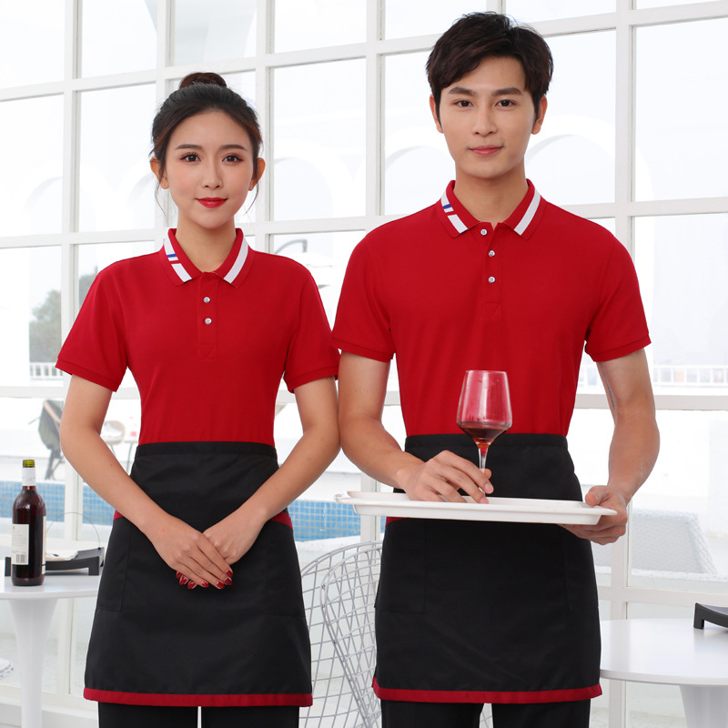 夏季小龙虾工作服t恤火锅烧烤店服务员工衣服装短袖印字logo