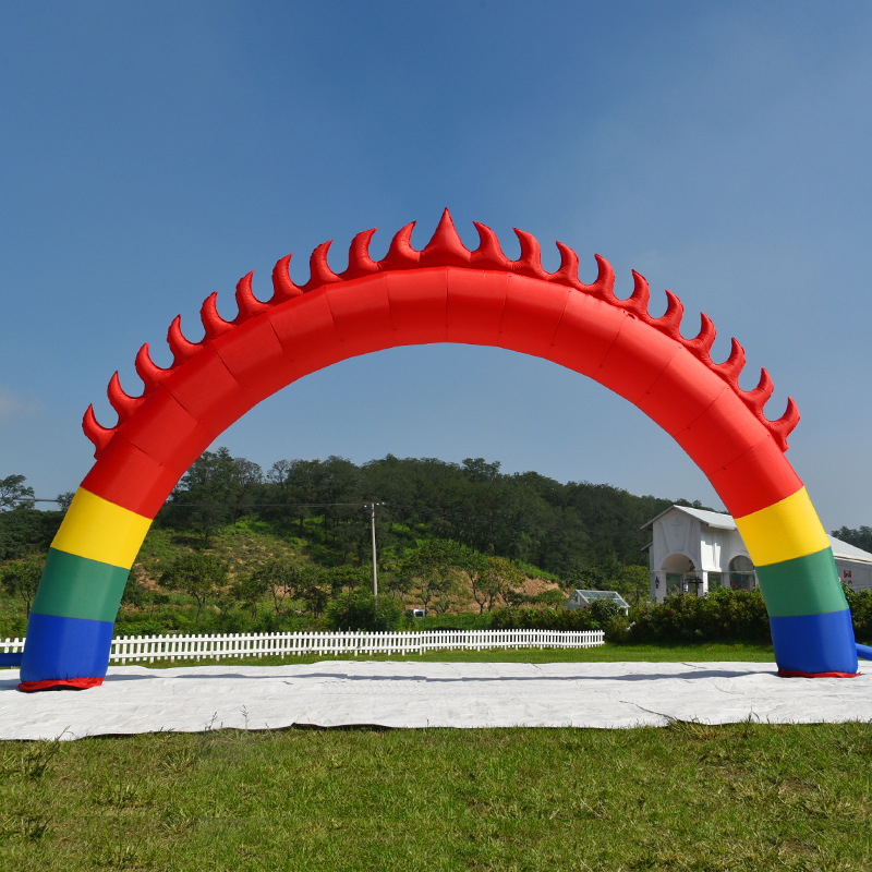 批发8米10米12米火苗彩虹门开业店庆典广告宣传婚庆充气拱门气模