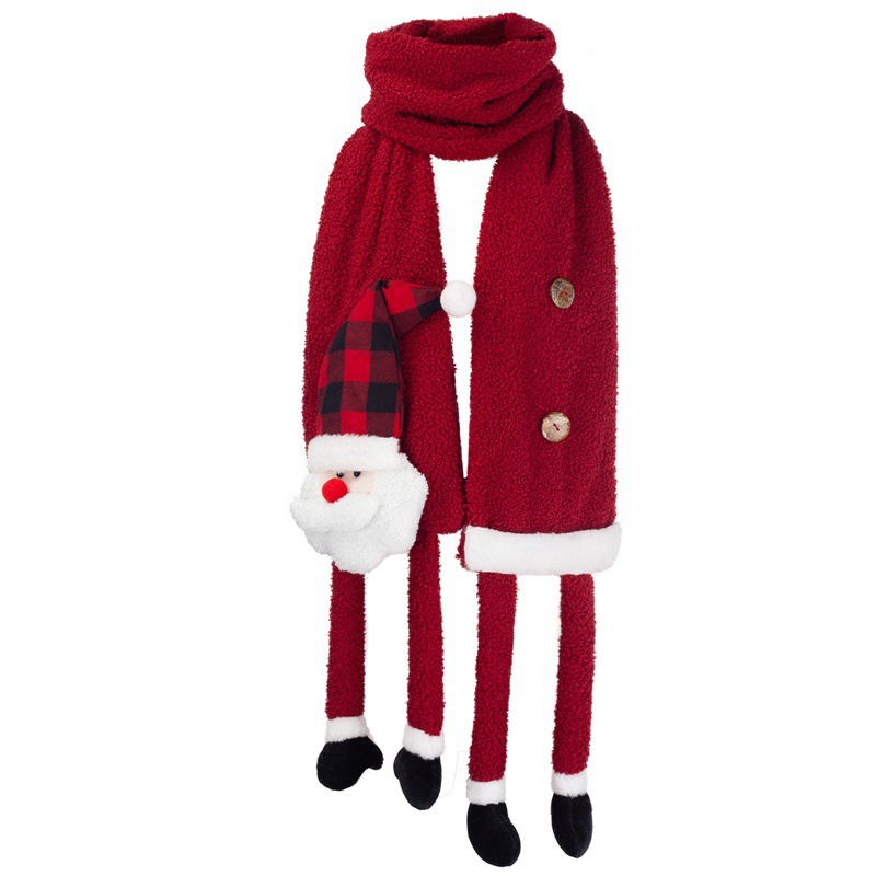 欧美圣诞节红色绒布圣诞老人围巾 跨境新品围巾创意圣诞礼物批发