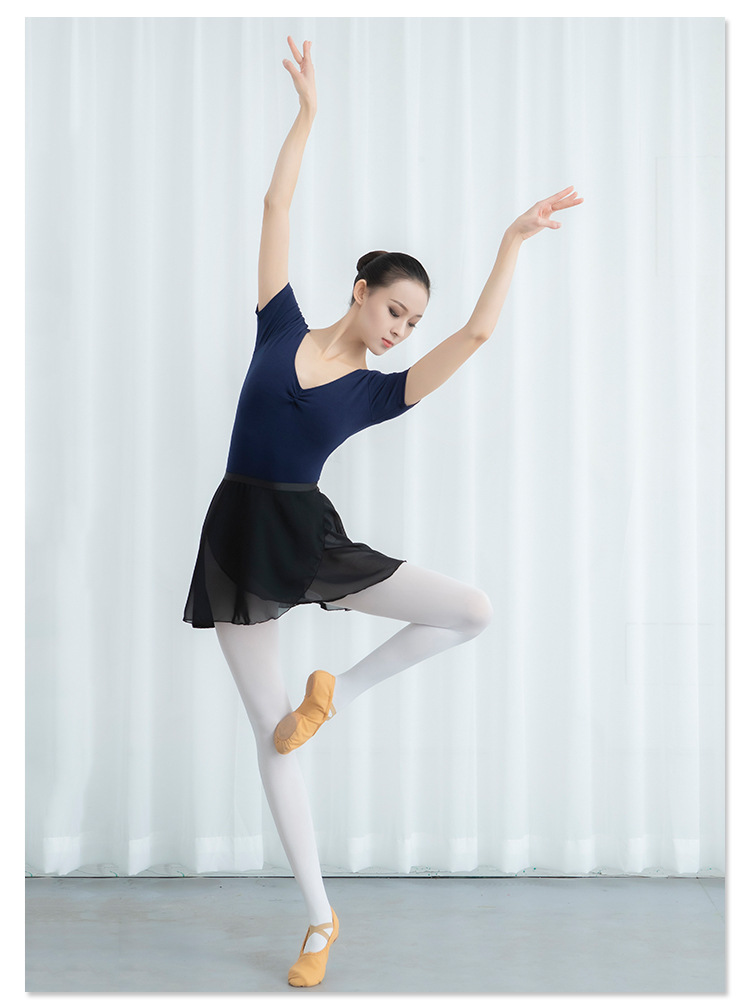 棉成人露背舍宾连体服女士舞蹈服芭蕾舞形体操艺考短袖体服练功服